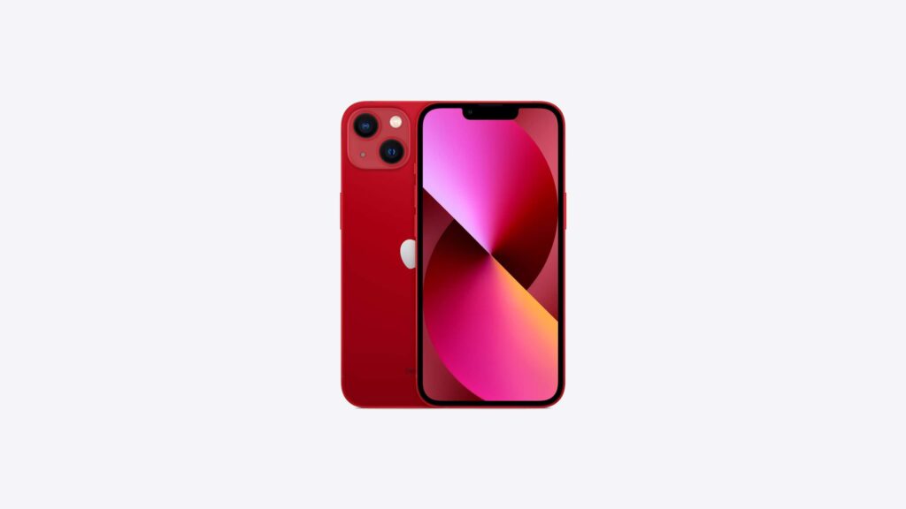 iPhone 13 vermelho, visto de trás e de frente